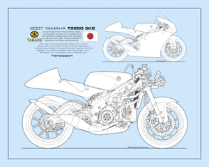 Yamaha TZ250 5KE Limited Edition Mick Ofield 10" x 12" Print