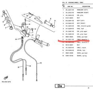 Yamaha TZ250 throttle cable. 3YL-26311-01