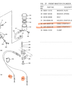 Yamaha TZ250 Choke cable. Pair. 1991-2010