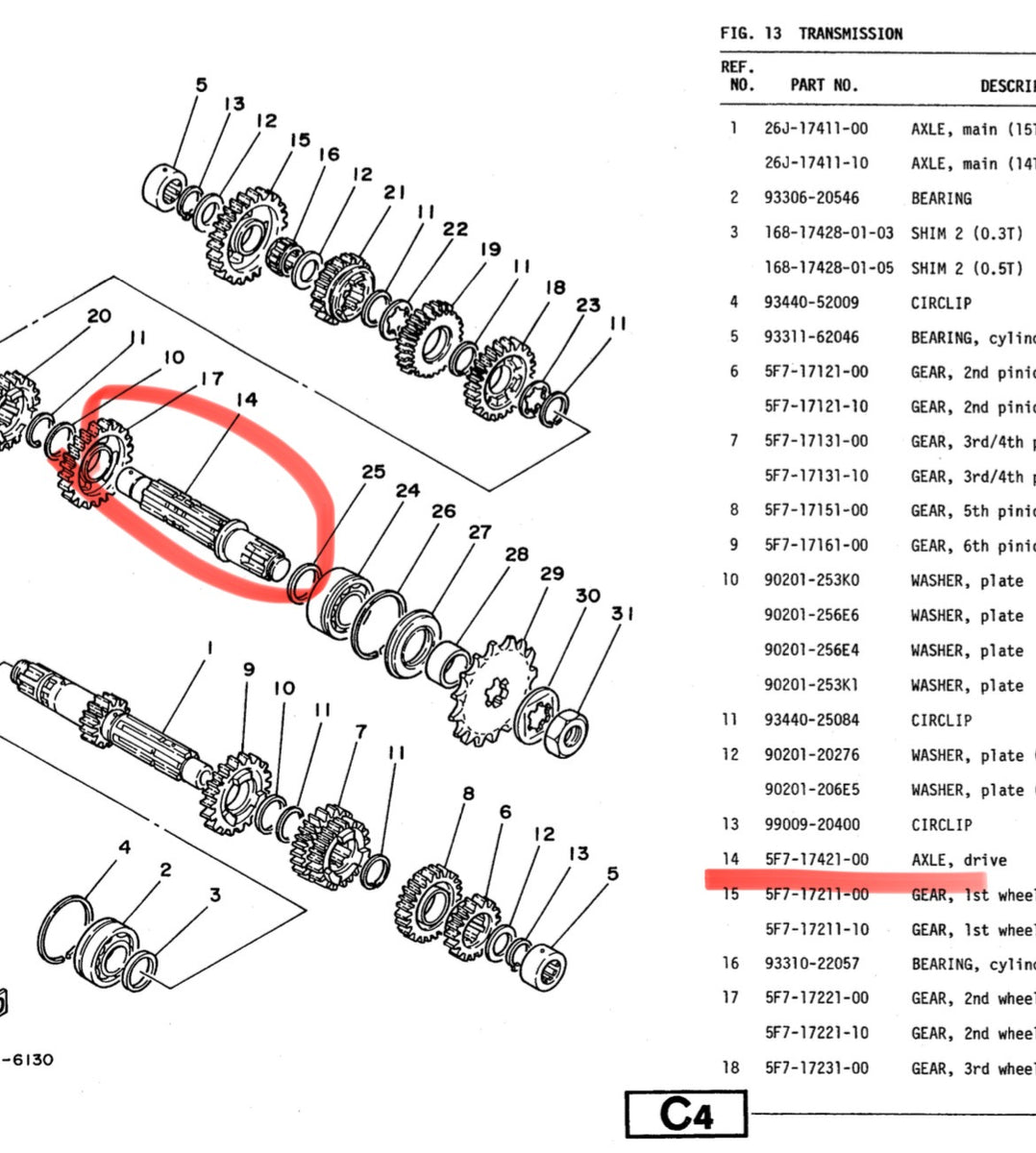 Yamaha TZ250 Drive Shaft 5F7-17421-00 – Fondseca